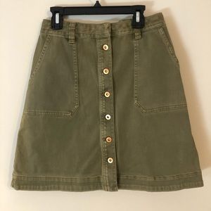 olive green button down skirt